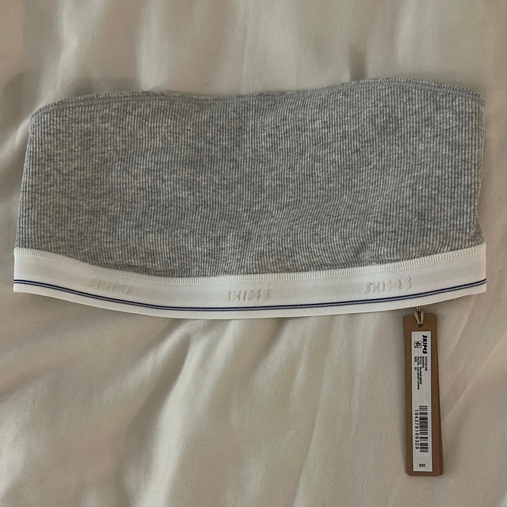 SKIMS Gray Ribbed Bandeau